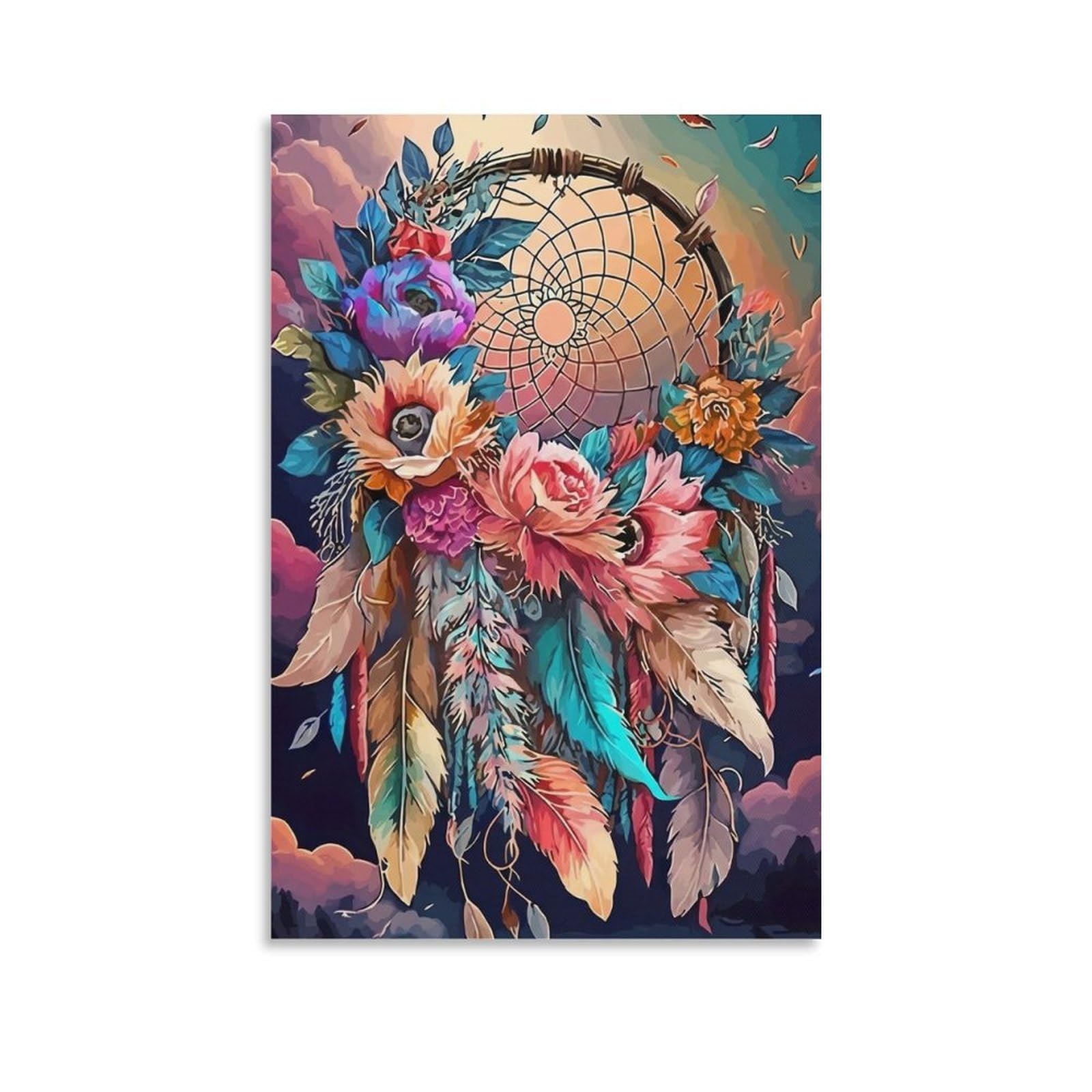 DHBANEIOK Dreamcatcher Art Design Wall Decor Poster Canvas Prints Picture Modern Canvas Wall Art Picture Wall Hanging for Dining Room Kitchen Home Office Decor 12x18inch(30x45cm)