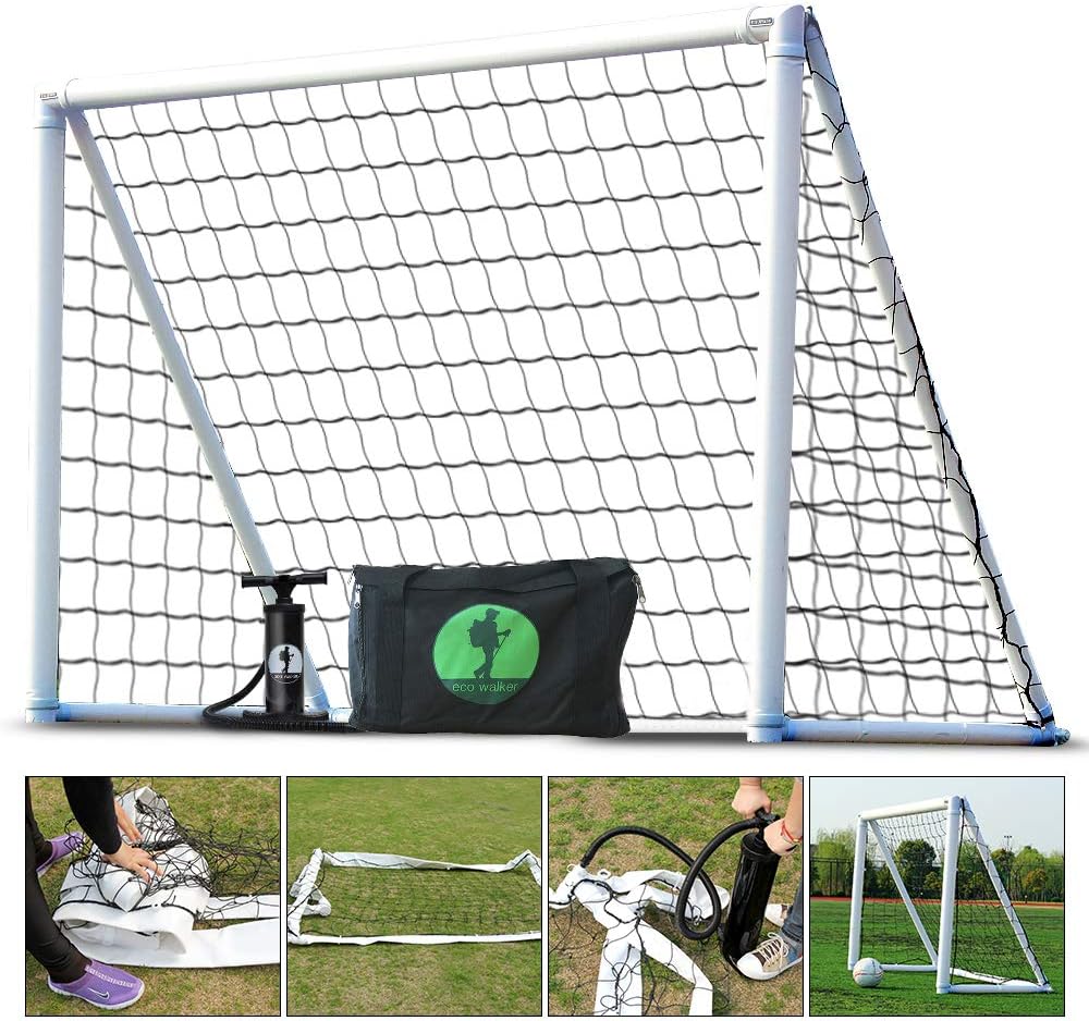 Inflatable Soccer Goal with Net, Carrying Bag, Two Way Pump, Set Up in 30Seconds, Safe Durable and Portable for Kids and Training 6' x 4'
