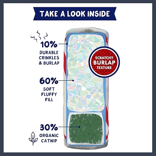 Miniatura 3 de Huxley & Kent Kicker - Juguete para gatos | Cinta azul para gatos | Juguete grande y fuerte para gatos arrugados | Juguete de peluche y arpillera