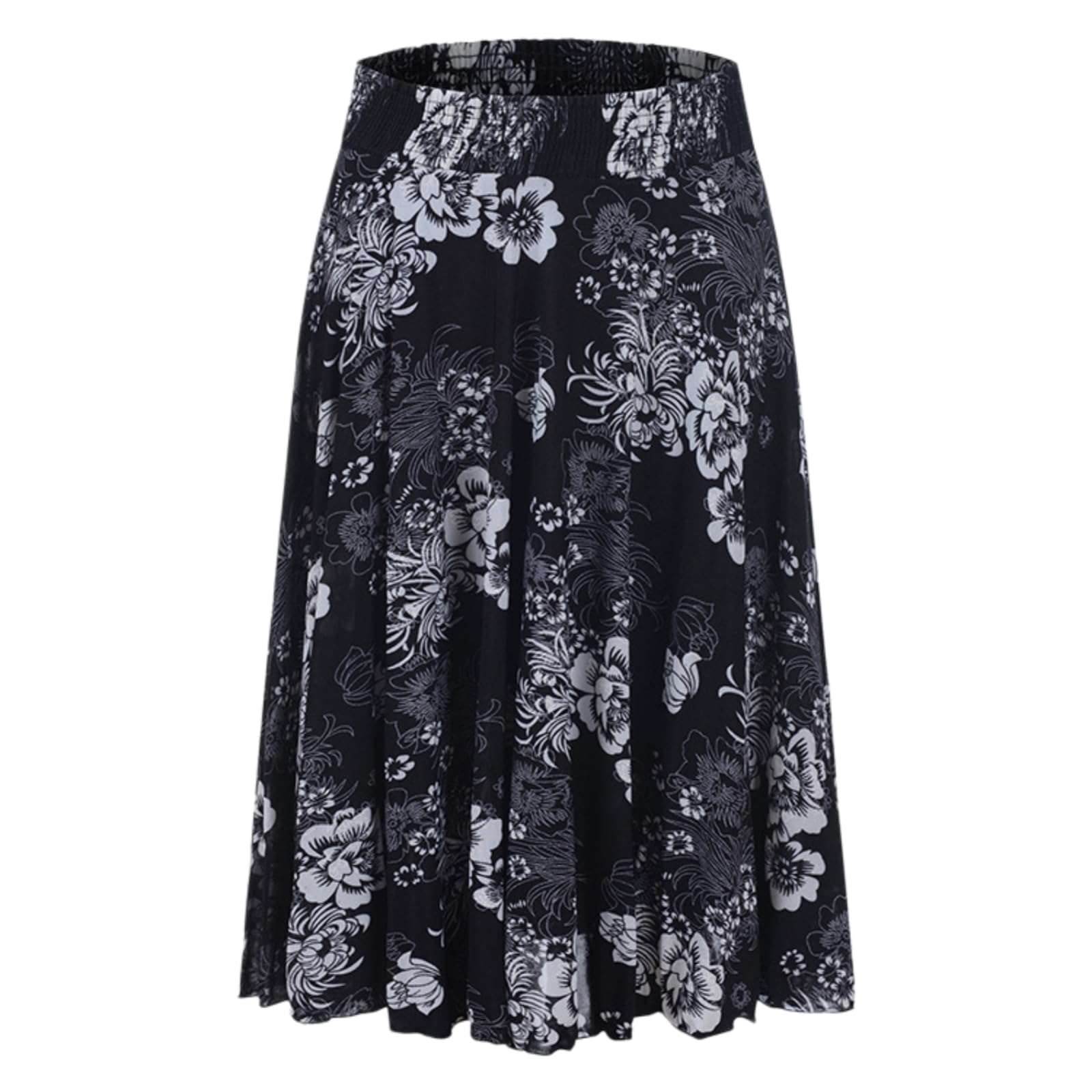 Robe fleurie en soie de glace anti-transparente et taille haute extensible