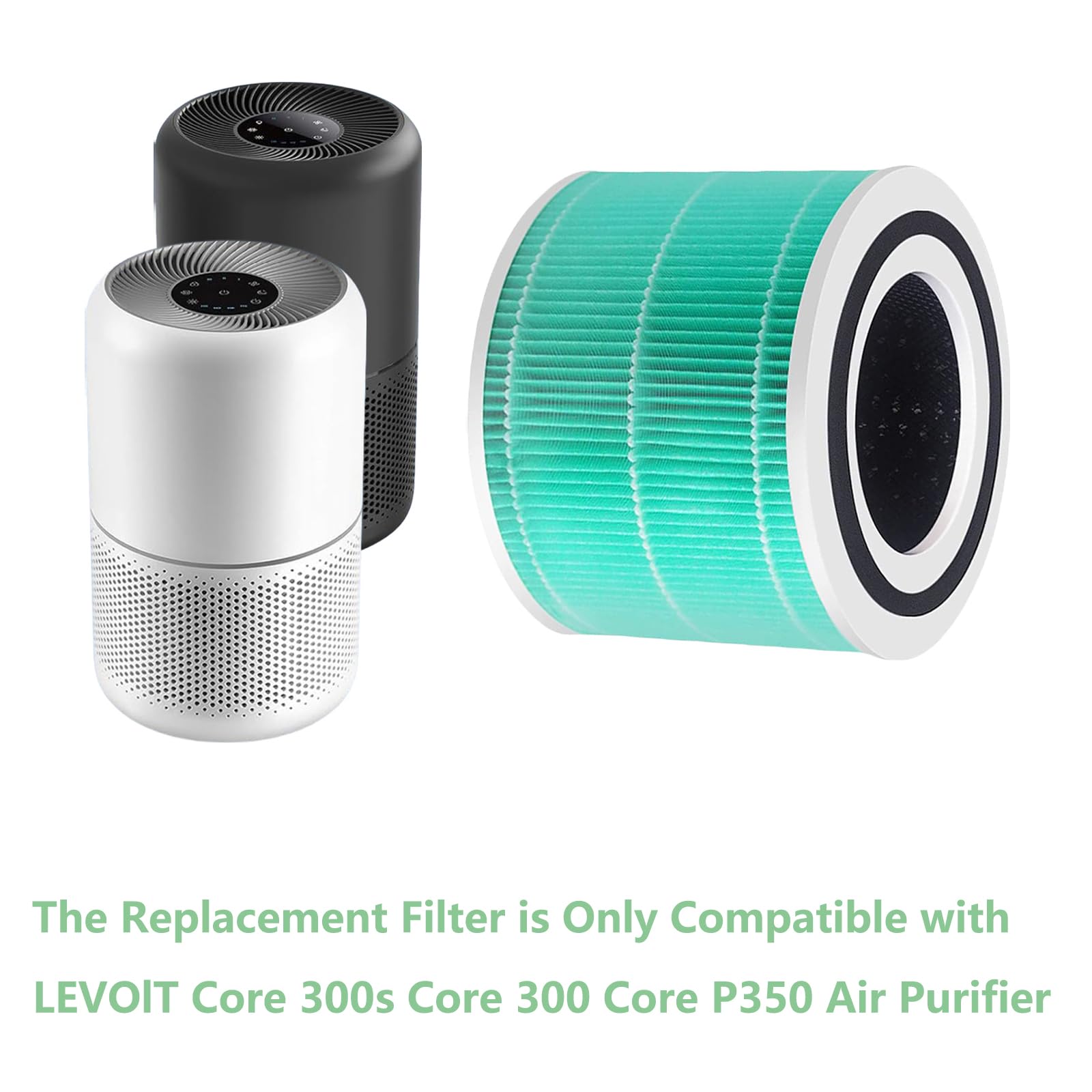 LEVOIT Core 300-RF-TX - Filtro di Ricambio HEPA 3 in 1 Compatibile Con Purificatore d'Aria Core 300 e 300S, Verde