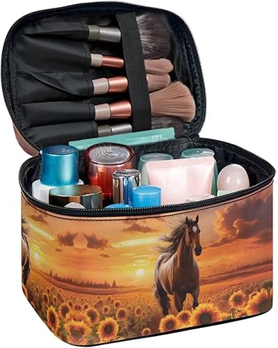Vista 46 de doginthehole Bolsa de maquillaje, bolsa de cosméticos de viaje, bolsa de aseo portátil grande, organizador de accesorios para mujeres y niñas