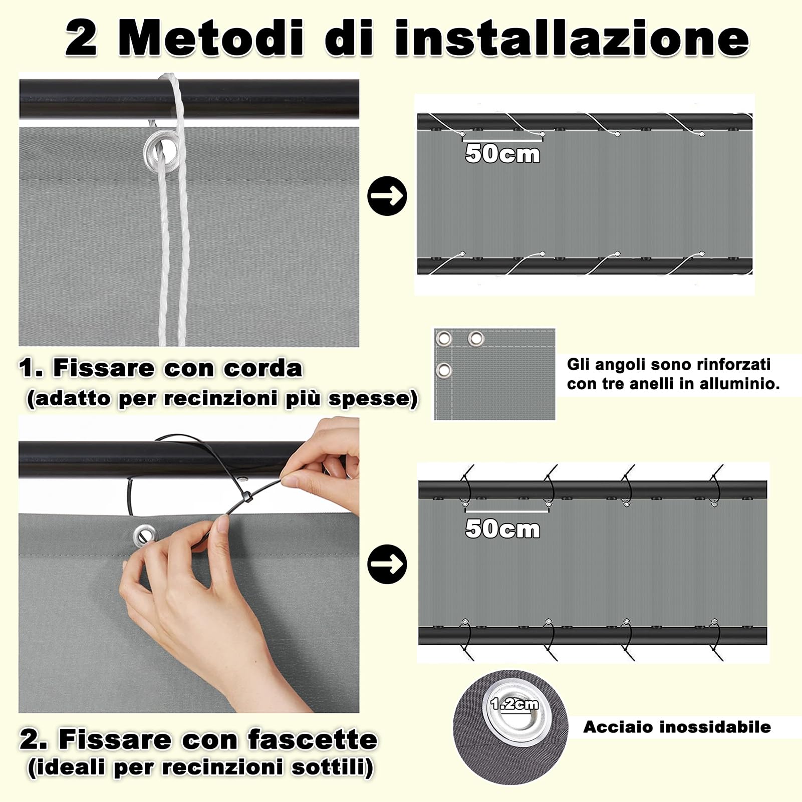Telo Balcone 0.75 x 9m, 165g/m² Blocco UV al 96% Teli Ombreggianti Da Esterno con Fascette, Facile da Montare per Balcone Giardino Terrazza, Blu Cielo