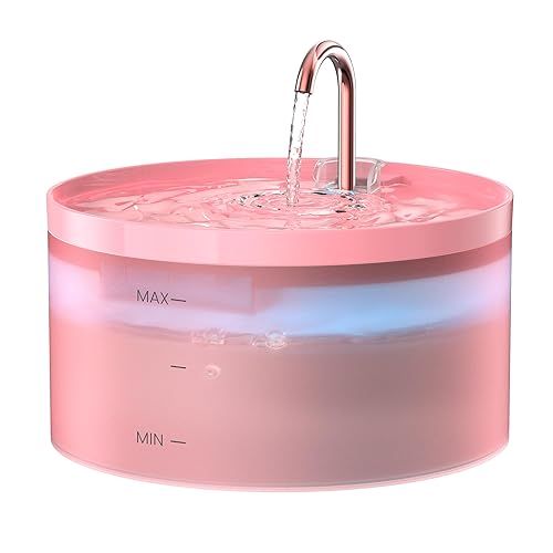 Pink Cat Water Fountain:108oz/3.2L Cat Fountain Super Silent Pet Water Fountain - Water Fountains for Cats Indoor - Faucet Cat Fountain - Quiet Water Pump - Suitable for Cats and Dogs - BEMOONY - Pink cat fountain+ 1 Filters & 1 Sponges