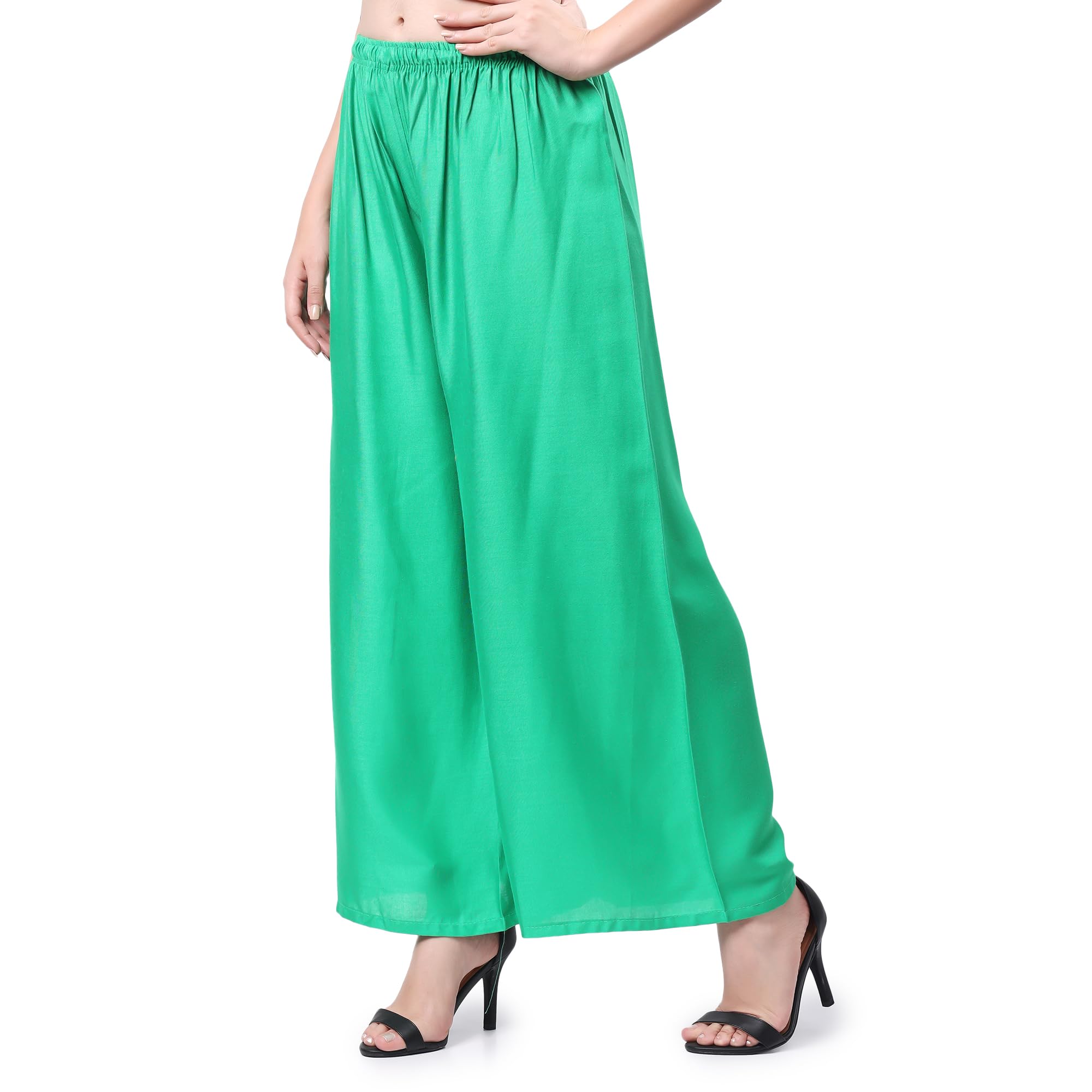 Women's Stylish Premium Regular Fit Trendy Rayon Solid Color Palazzo Pants-image-3