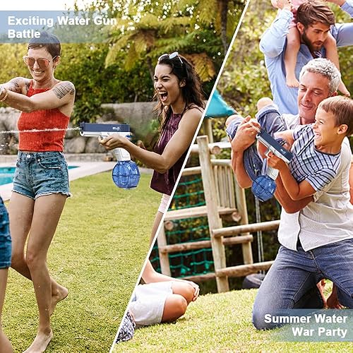 Miniatura 7 de OSDUE Pistola de agua eléctrica de juguete  Pistola de agua de alta capacidad de 465 cc + 60 cc para adultos y niños, pistolas de chorro de agua de
