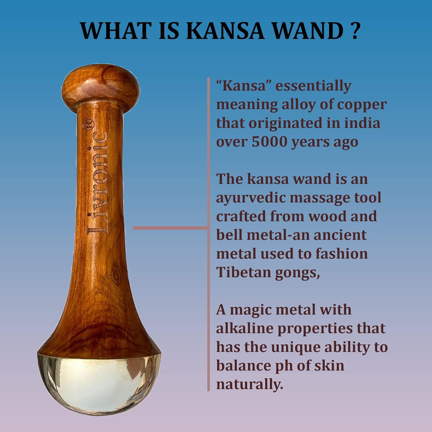 Livronic Kansa Wand for Face,Body & Foot Massager with Teak Wooden Handle Small Bronze (4.5 cm Bronze) Capped Small Kansa Wand for Deep Relaxation (Natural Brown) Livronic Kansa Wand for Face,Body & Foot Massager with Teak Wooden Handle Small Bronze (4.5 cm Bronze) Capped Small Kansa Wand for Deep Relaxation (Natural Brown)