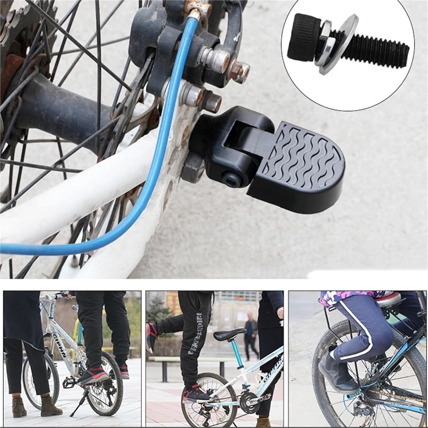 Bike Pegs 4pcs Electric Bicycle Rear Pedal Bicycle Rear Wheel Folding Pedal Electric Standing Person Universal Pole Mountain Bike Pedal