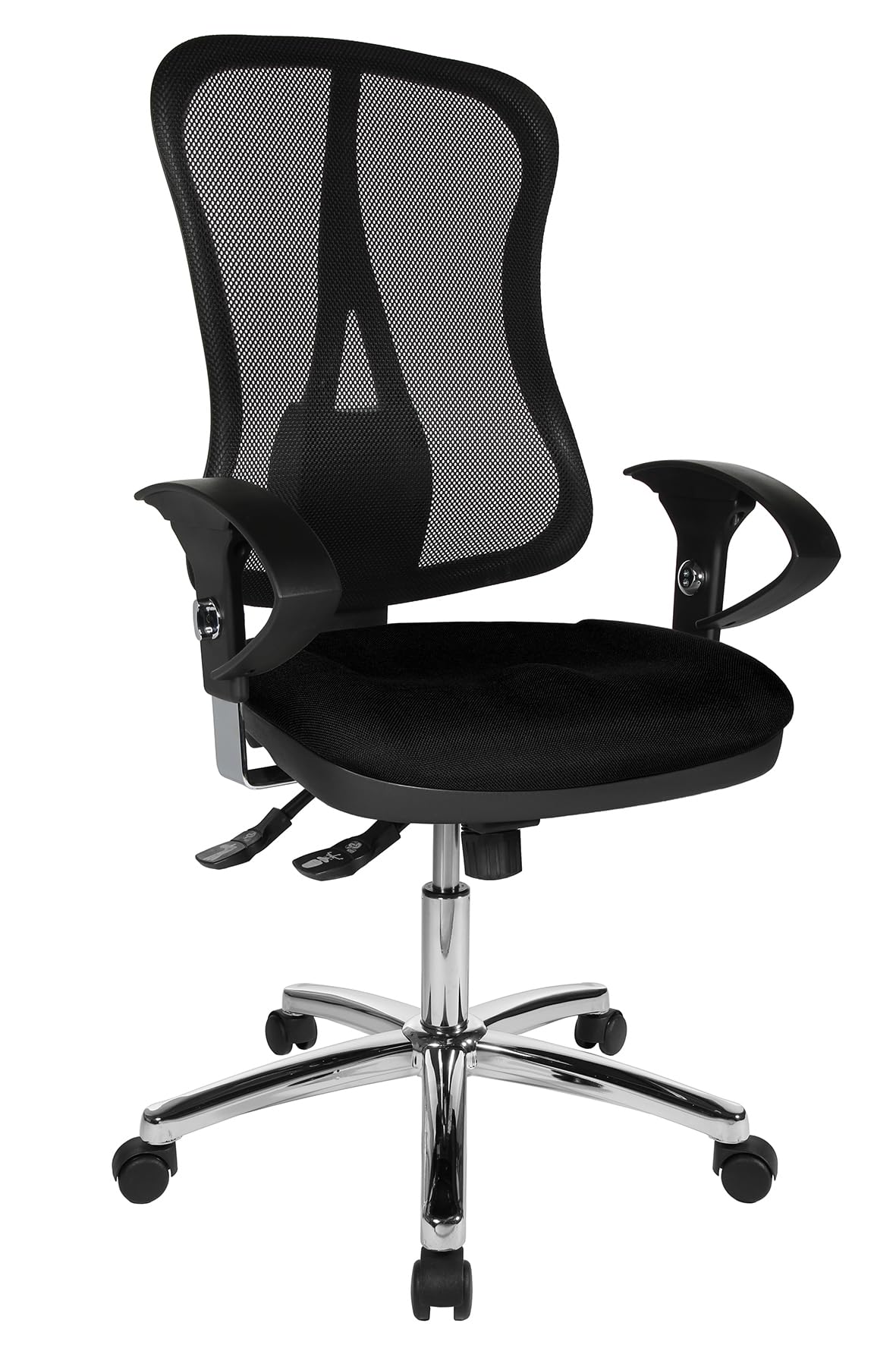 Topstar Head Point SY Deluxe Sedia Girevole per Ufficio, Braccioli Regolabili in Altezza, Rivestimento in Tessuto Nero
