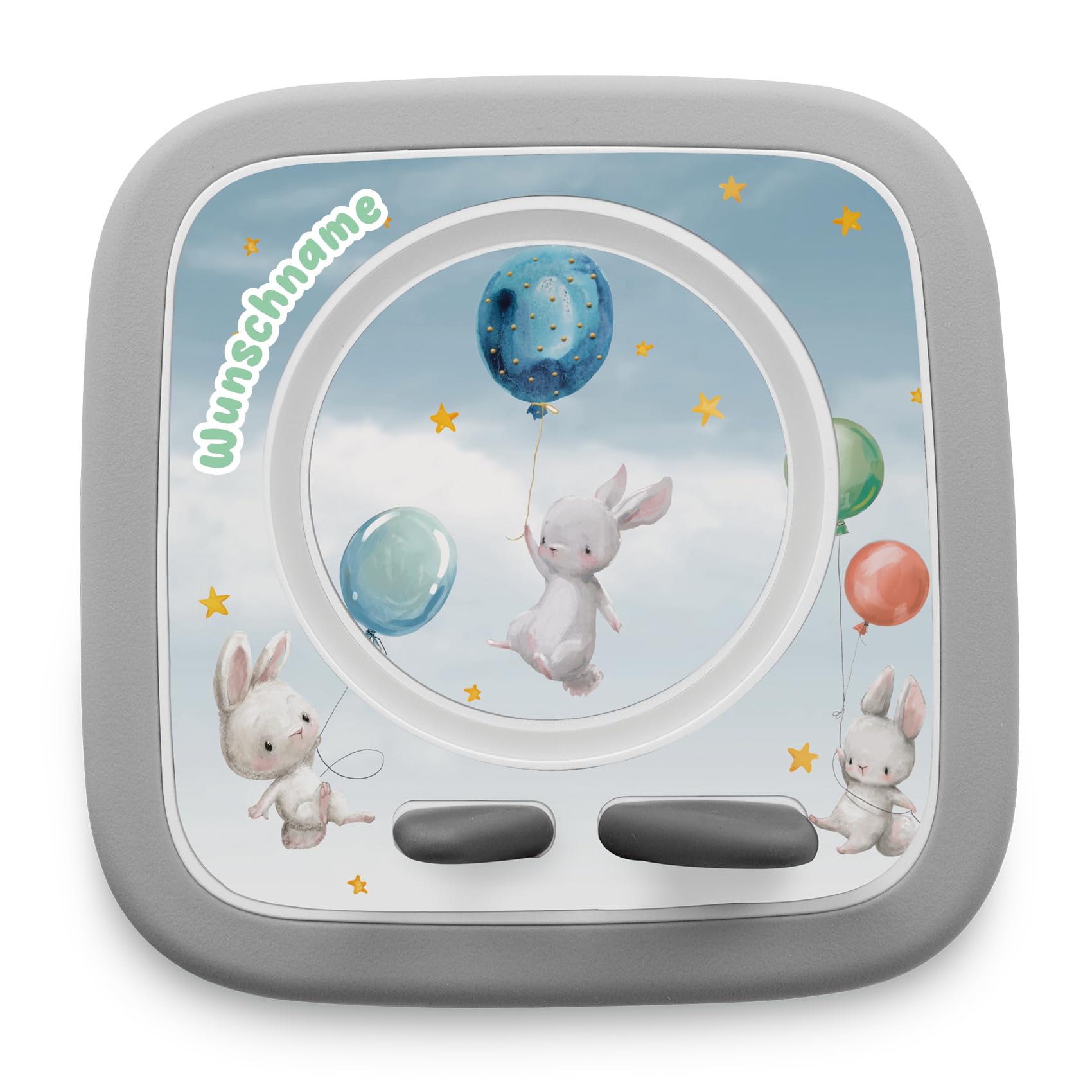 yabaduu Protective Film Compatible with Toniebox 2 Accessories Perfect Fit Self-Adhesive Protective Case with Anti-Scratch Design for Children Y015 (40 Rabbits with Balloons, with Name) — image 1