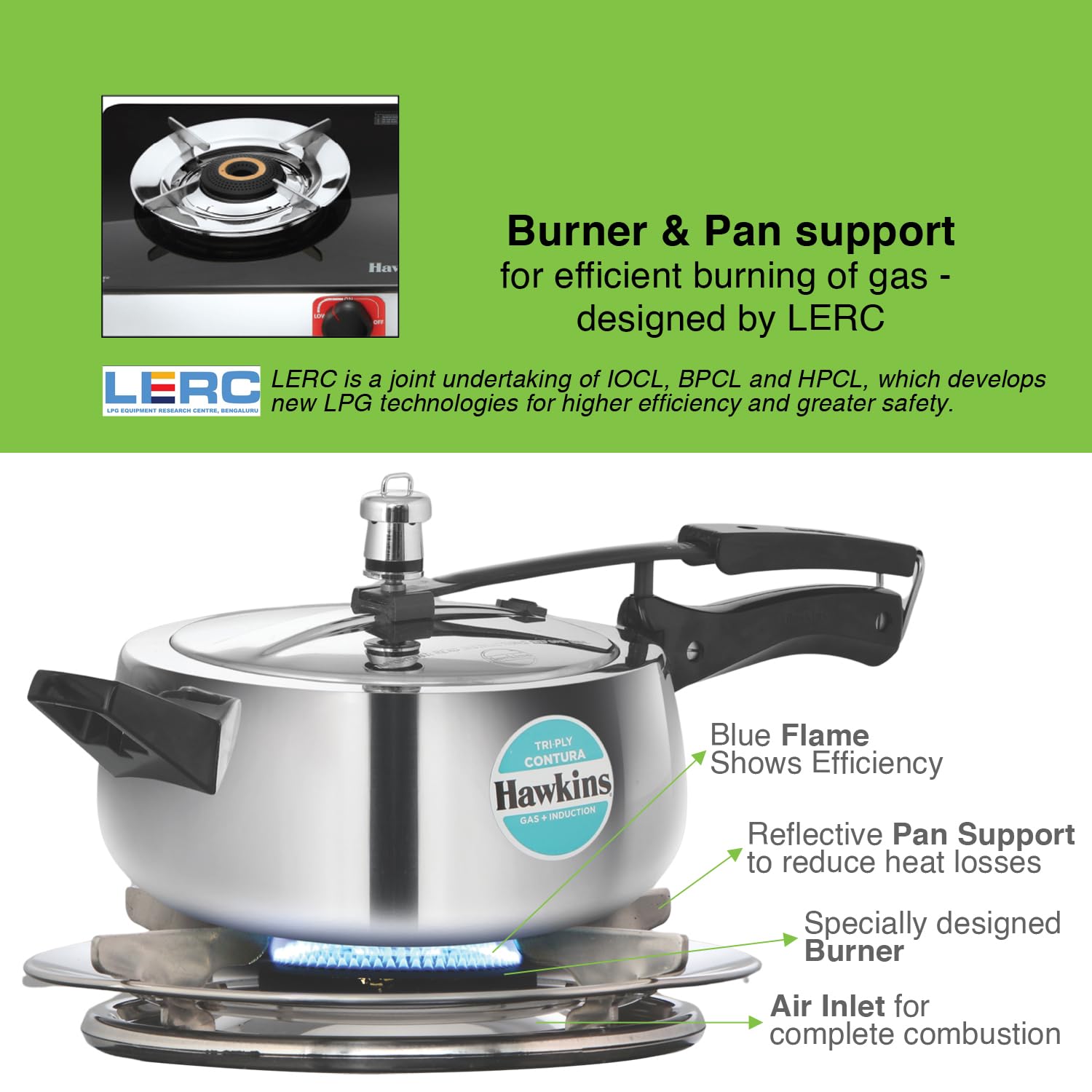 LERC‑Designed Reflective Pan Support: Unlike ordinary pan supports that let heat escape, this innovative design reflects heat back toward your cookware. It acts like a shield, trapping energy and reducing cooking time.