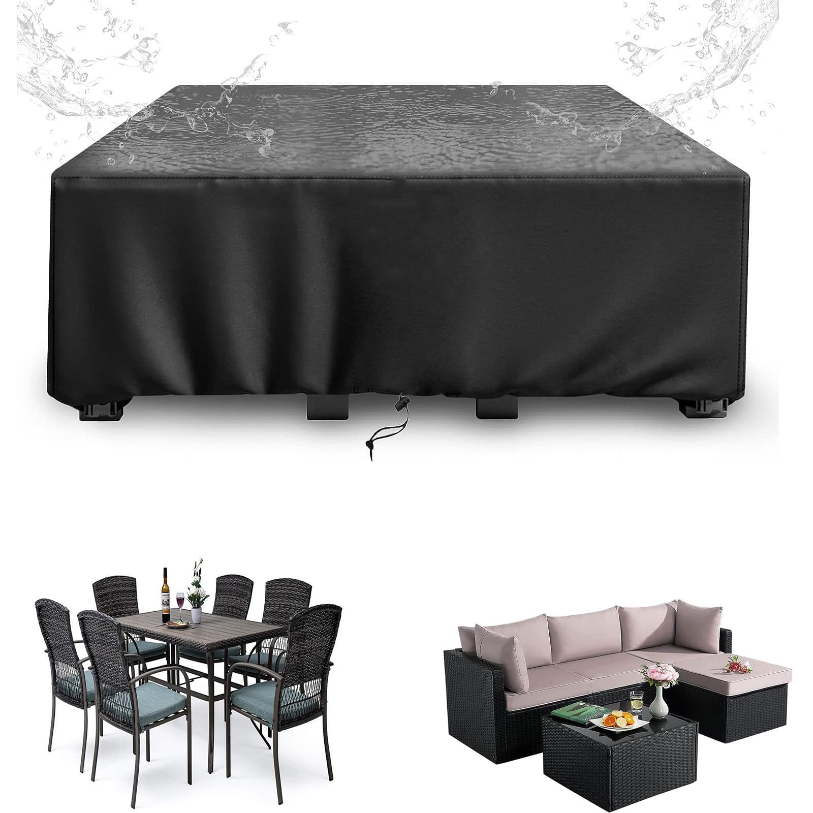 Housse de table de jardin 460 x 170 x 80 cm bâche imperméable Oxford 600D