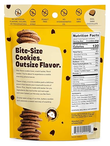 Miniatura 4 de Thinsters - Galletas delgadas con chispas de chocolate, paquete de 4 onzas