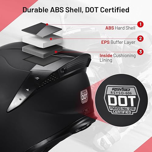 Miniatura 4 de Casco de motocicleta de doble visera con luz trasera LED, aprobado por DOT, casco de moto de carreras de calle para adultos