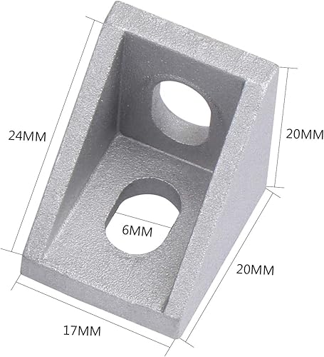 Miniatura 4 de OCR 20 soportes de esquina en ángulo recto, conector de soportes en L, soportes de aluminio de 2 agujeros de la serie 2020 para perfil de extrusión