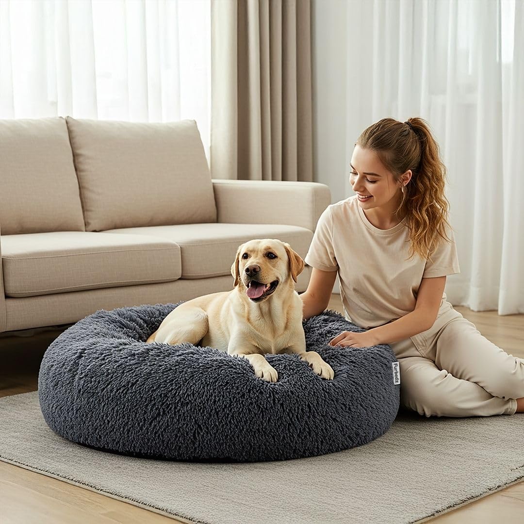 Furbedz - Letto per cani grande, design antistress, letto lavabile con fodera rimovibile intercambiabile, pile ultra morbido, fodera interna, supporto ortopedico in memory foam, base impermeabile