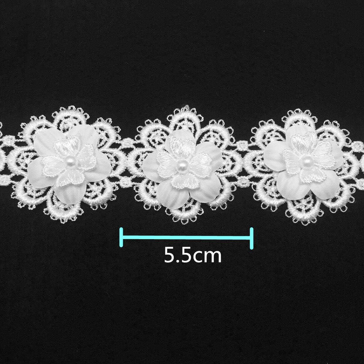 FQTANJU 3 Yards Flower Lace Edge Trim Ribbon for Wedding Applique DIY Sewing Crafts