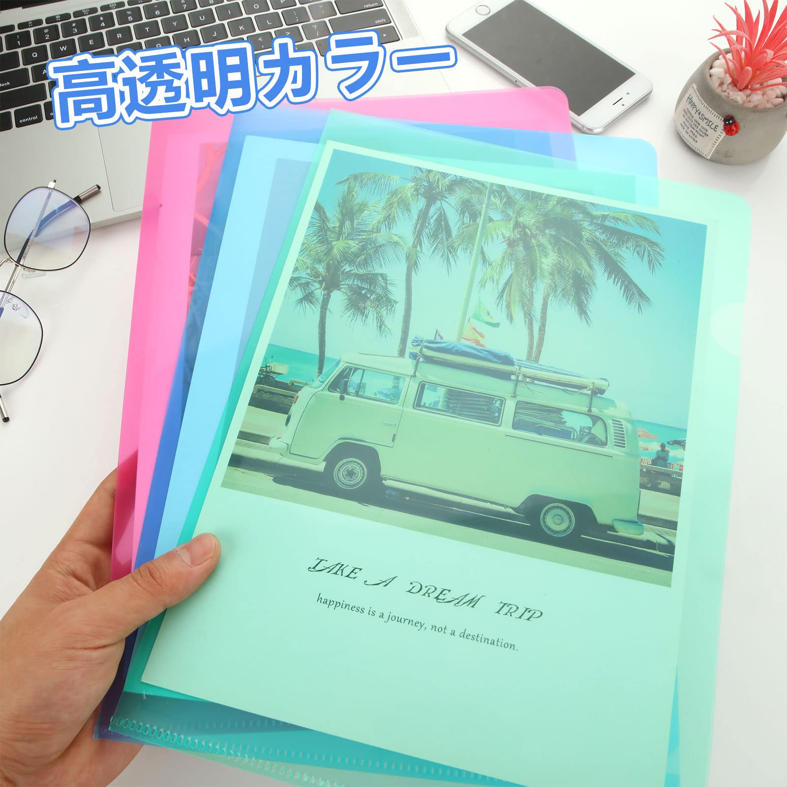 Amazon | 【80枚セット】 クリアファイル A4 クリアホルダー カラー 5