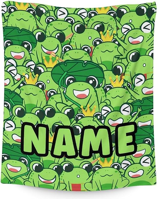 Mercuryelf Custom Frog Throw Blanket - Soft, Fuzzy & Warm - 40x50 Inches Flannel Blankets for Travel, Office - Green Novelty Throws Gift for Girls Boys