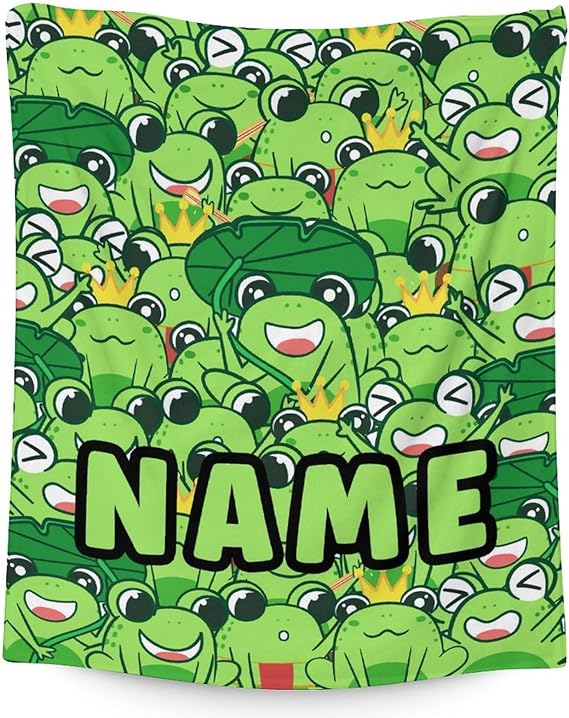 Mercuryelf Custom Frog Throw Blanket - Soft, Fuzzy & Warm - 40x50 Inches Flannel Blankets for Travel, Office - Green Novelty Throws Gift for Girls Boys