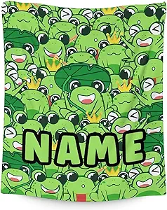 Mercuryelf Custom Frog Throw Blanket - Soft, Fuzzy & Warm - 40x50 Inches Flannel Blankets for Travel, Office - Green Novelty Throws Gift for Girls Boys