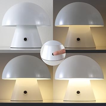 JONATHAN Y Porcini Mushroom Table Lamp 7 Rechargeable LED, White