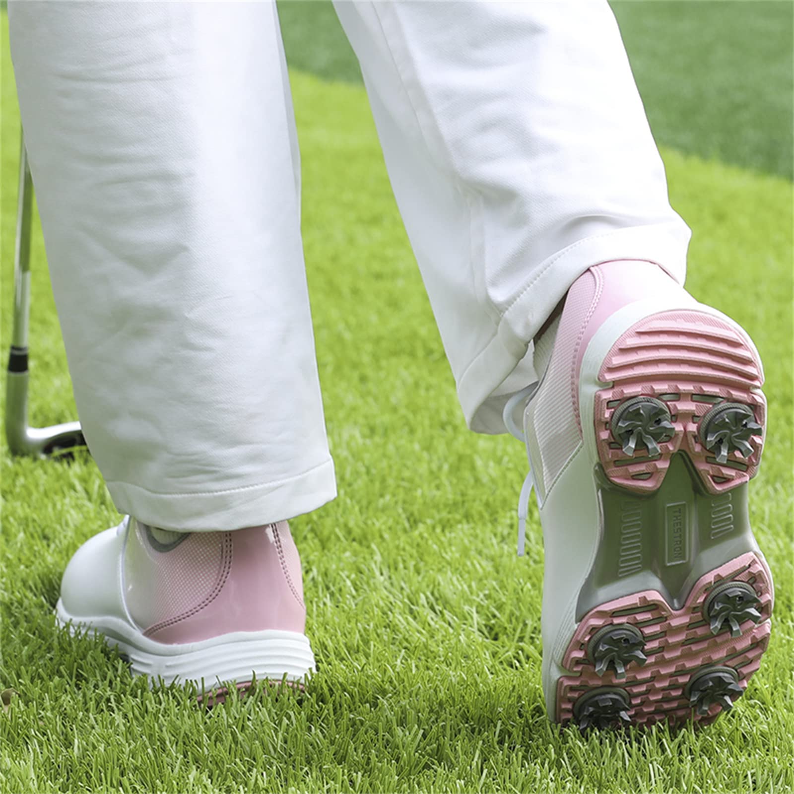 Scarpe da Golf Impermeabili da Donna Scarpe da Ginnastica Larghe A Spillo in Morbida Pelle Comode