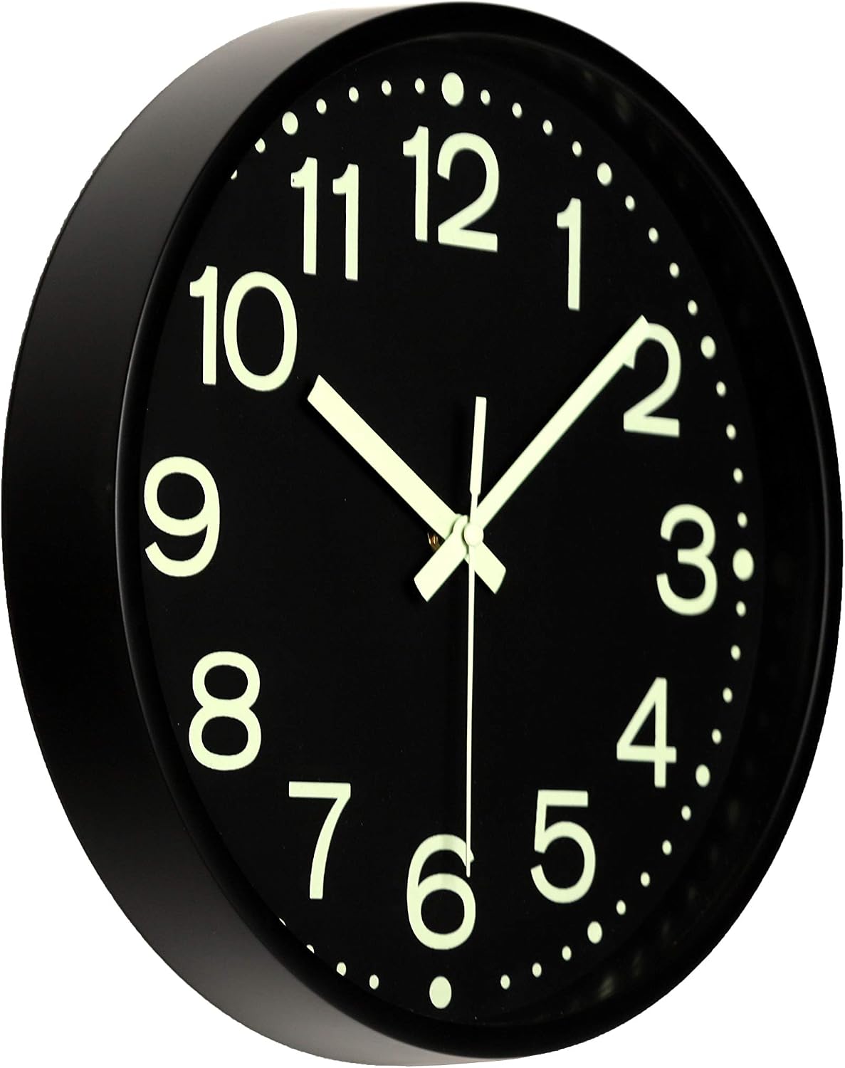 Fasmov 12 Inches Modern Night Light Wall Clock, Silent Non-Ticking Quartz Wall Clocks, Battery Operated, Easy to Read for Home Office School Decor Clock, Black