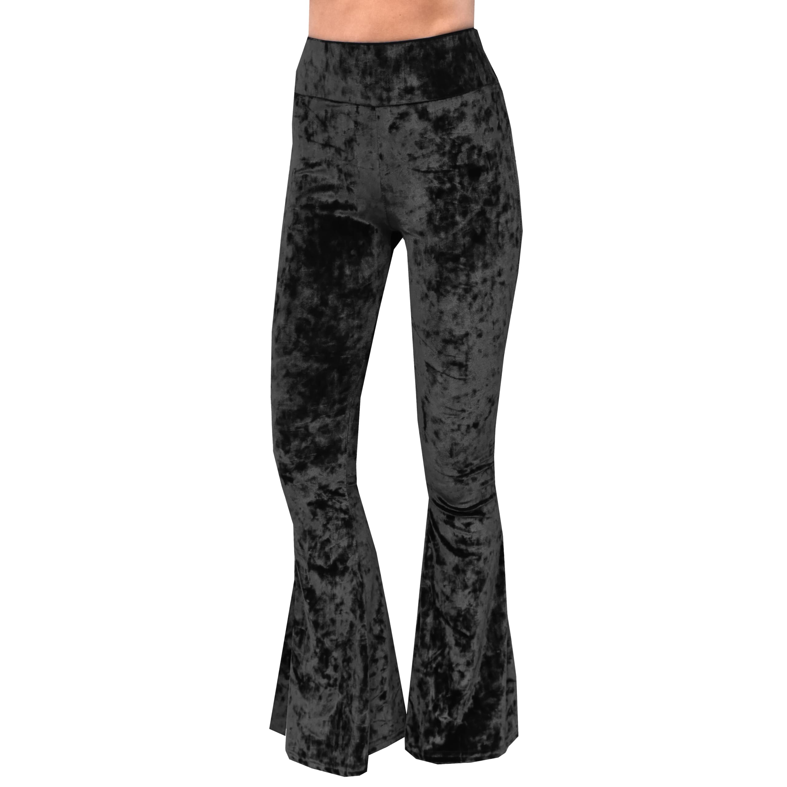 Daisy Del Sol De las Mujeres La Alta Cintura Suave Terciopelo Arrugado Gitana cómodo Yoga étnicos Tribales Flare Pants Bottom Estiramiento 70S de Bell