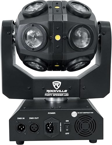 Miniatura 4 de (2) Rockville Party Spinner LED RGBW Cabeza móvil DJ Lights+Controlador DMX + Cables