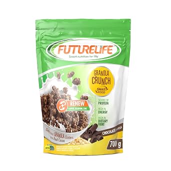 FUTURELIFE Smart Food Crunch Granola | 700g/24.7oz | 7g Protein | High Energy | Contains Probiotics | Rolled Oats | High In Dietary Fiber | Chocolate, 4