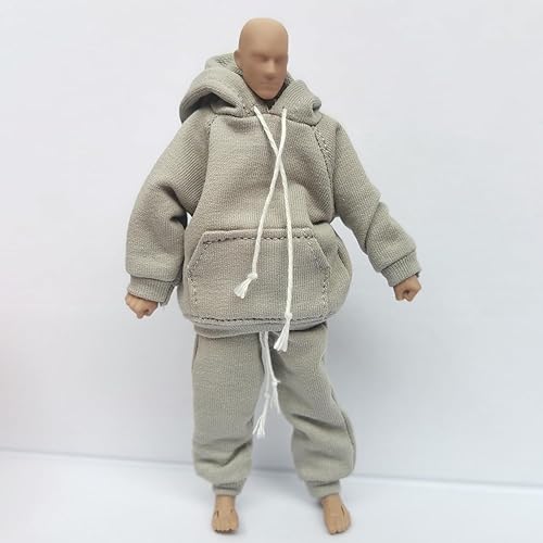 Miniatura 10 de Ropa de figura fuerte a escala 112, ropa masculina, sudadera con capucha para hombre, pantalones, ropa para figura de acción masculina de 6
