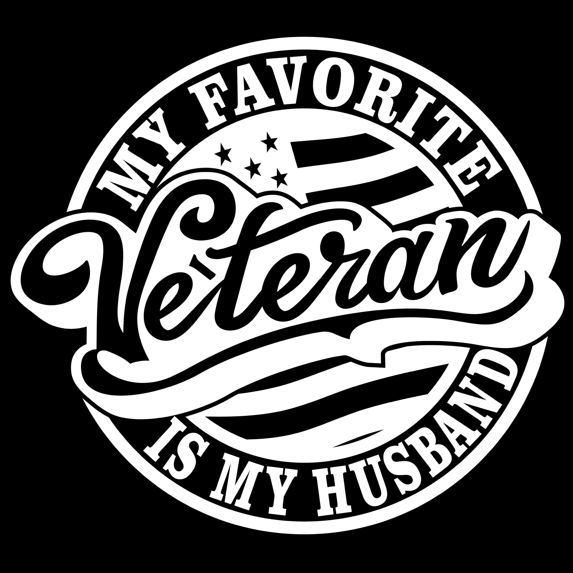 Autocollant My Favorite Veteran is My Husband en vinyle imperméable qui ne bulle pas - Lot de 2