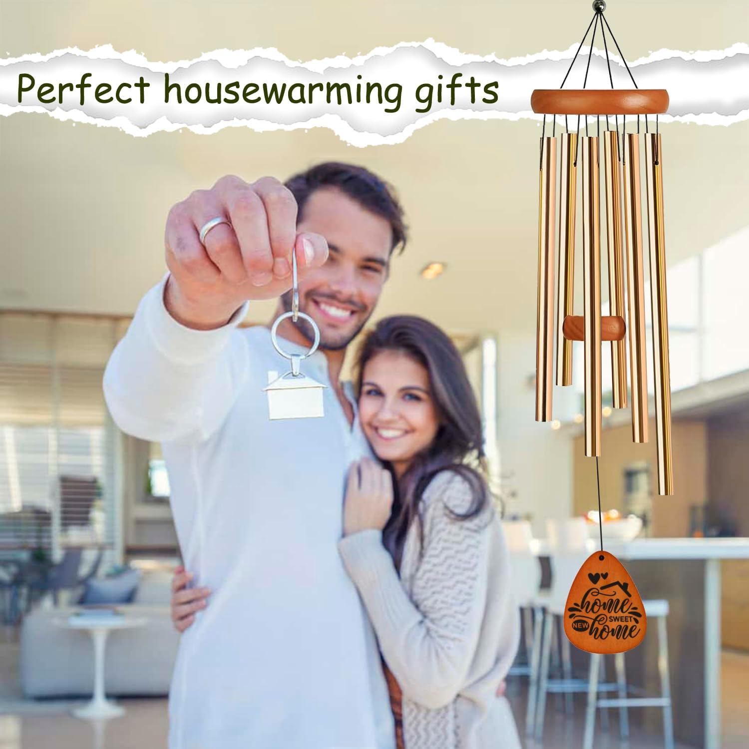 Housewarming Gifts, New Home 35" Wind Chimes, House Warming Gift Ideas for Men Women - Image 3