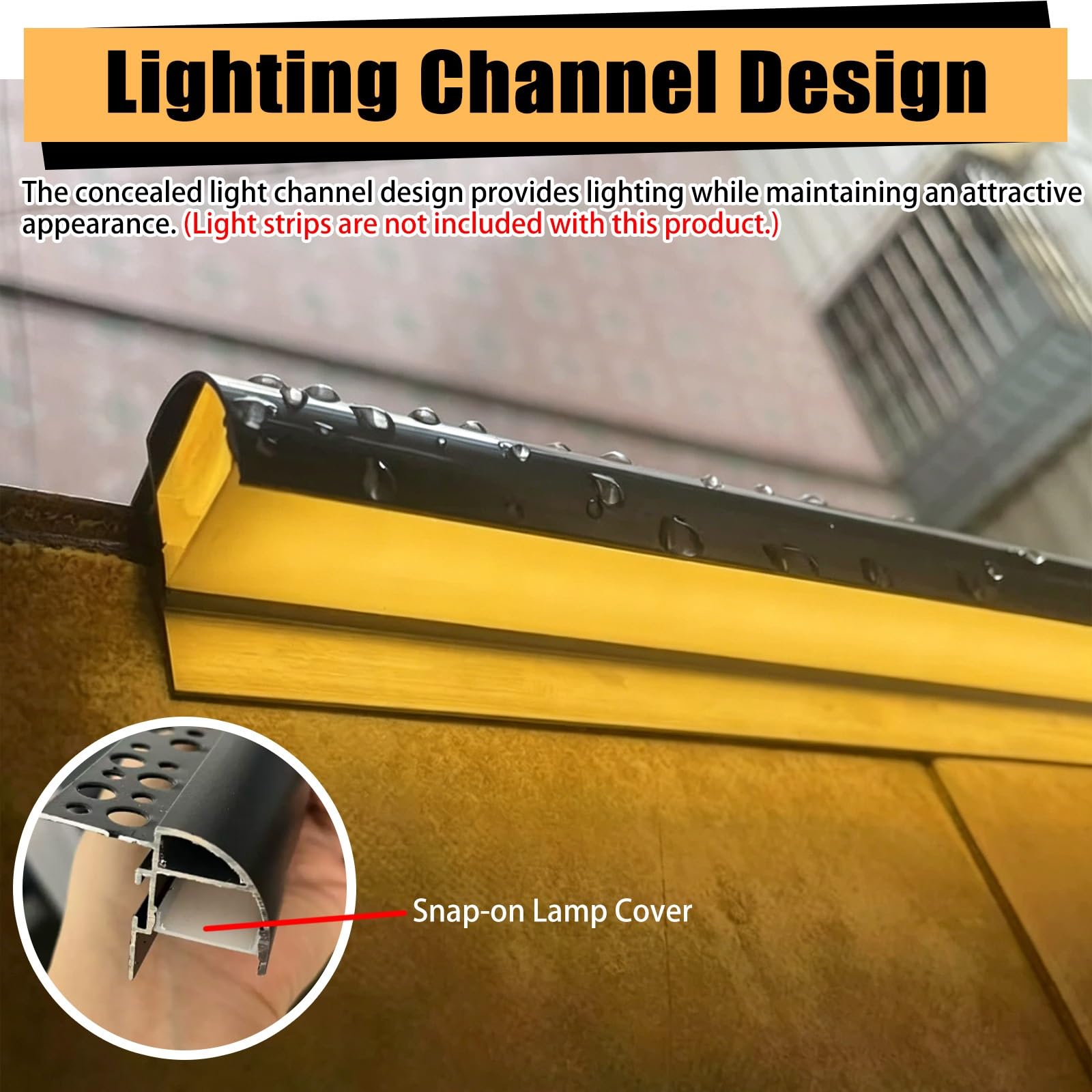 LZMZMQ Deflector de Lluvia Puerta Iluminación Y Moldura Vierteaguas para Aleros Exteriores, Perfil Vierteaguas para Balcones, Deflectores De Lluvia para Ventanas(Silver,2M(6.6FT))