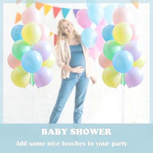 Miniatura 27 de Juego de 2 columnas de globos con globos arcoíris surtidos incluidos: torre de globos con soporte, base y poste, decoración de fondo para bodas