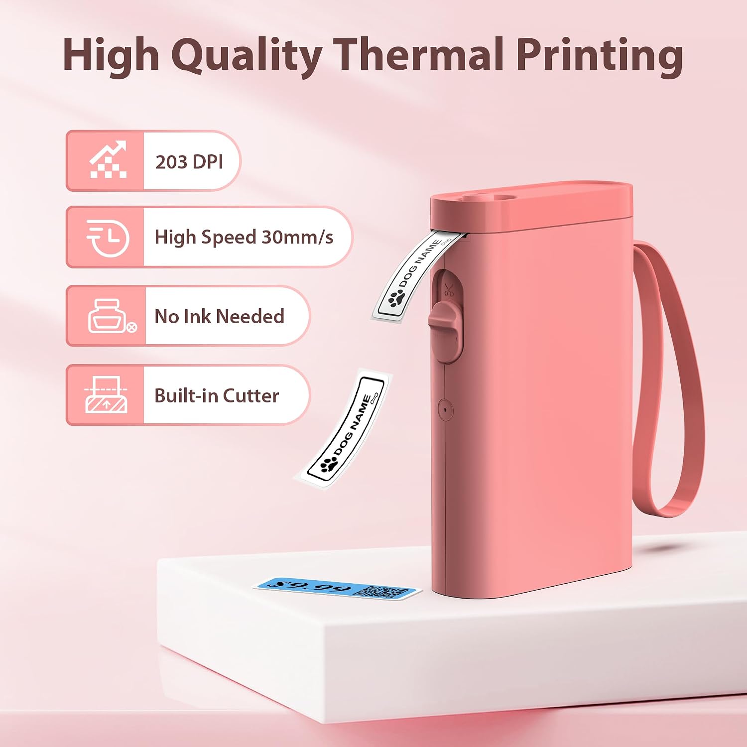 P21 Label Maker Machine with Tape, Bluetooth Label Printer Thermal Mini Label Makers with Built-in Cutter and Multiple Templates, Portable Printers for School, Office, Home Use-Red
