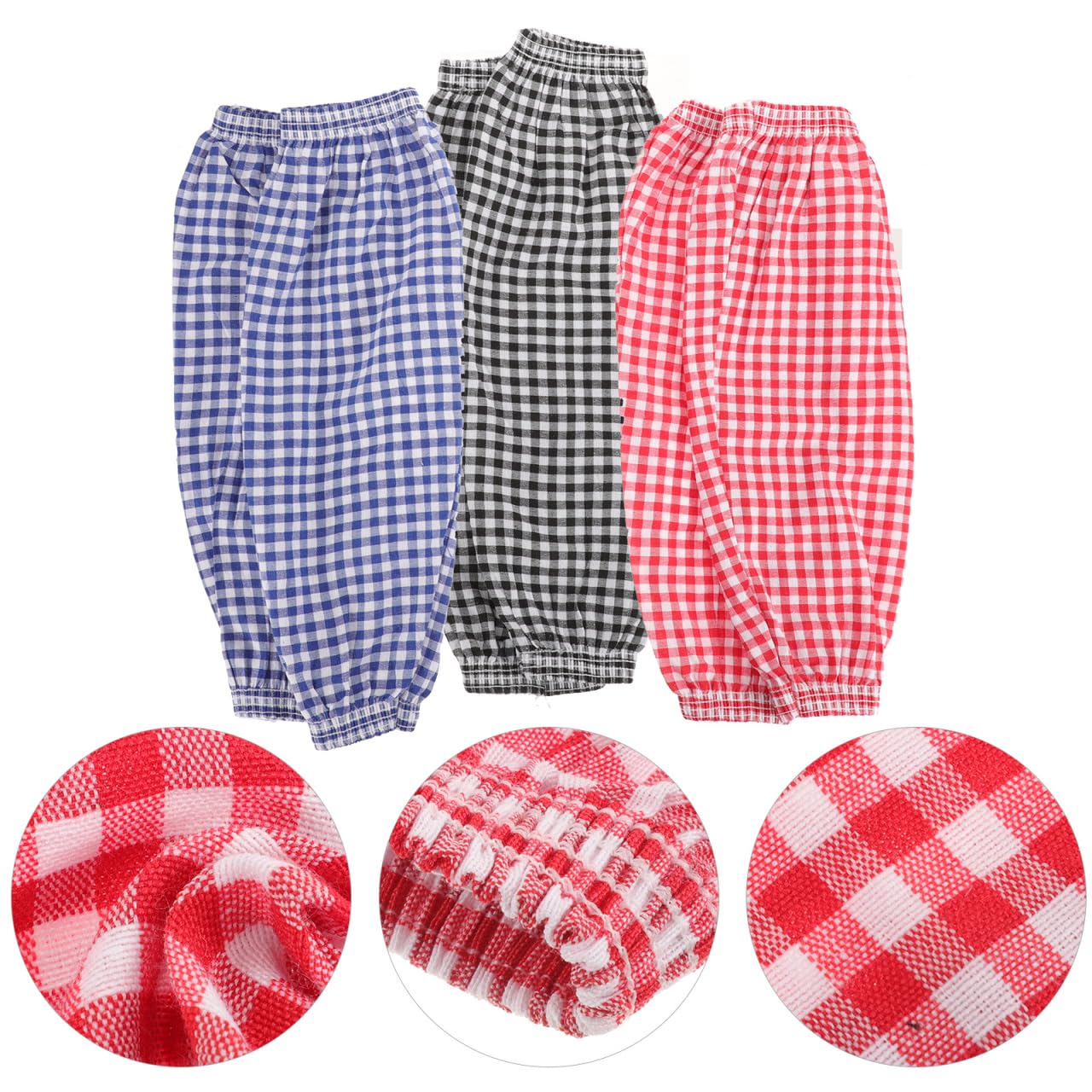 ifundom 3 pares de mangas a cuadros resistentes a las manchas, mangas de brazo de carnicero, fundas de brazo de cocina, fundas para el hogar, sobremangas; fundas para lavar sobre las mangas de las