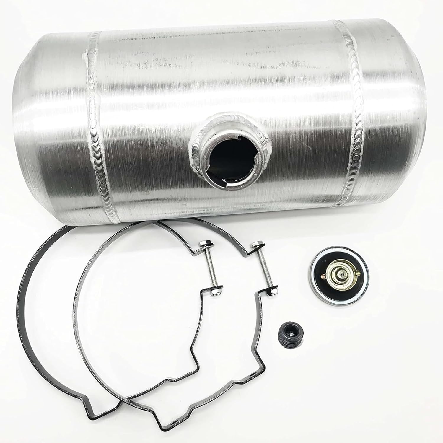 3.25 Gallons Spun Aluminum Gas Tank 8" x 16" Center Fill 3/8 NPT Outlet, For Go Kart, ATV, UTV, Off Road