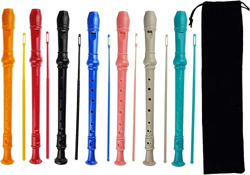 Vista 18 de Paquete de 6 grabadoras soprano descantes de estilo alemán de 8 agujeros, con varilla de limpieza, bolsa de almacenamiento negra, material ABS