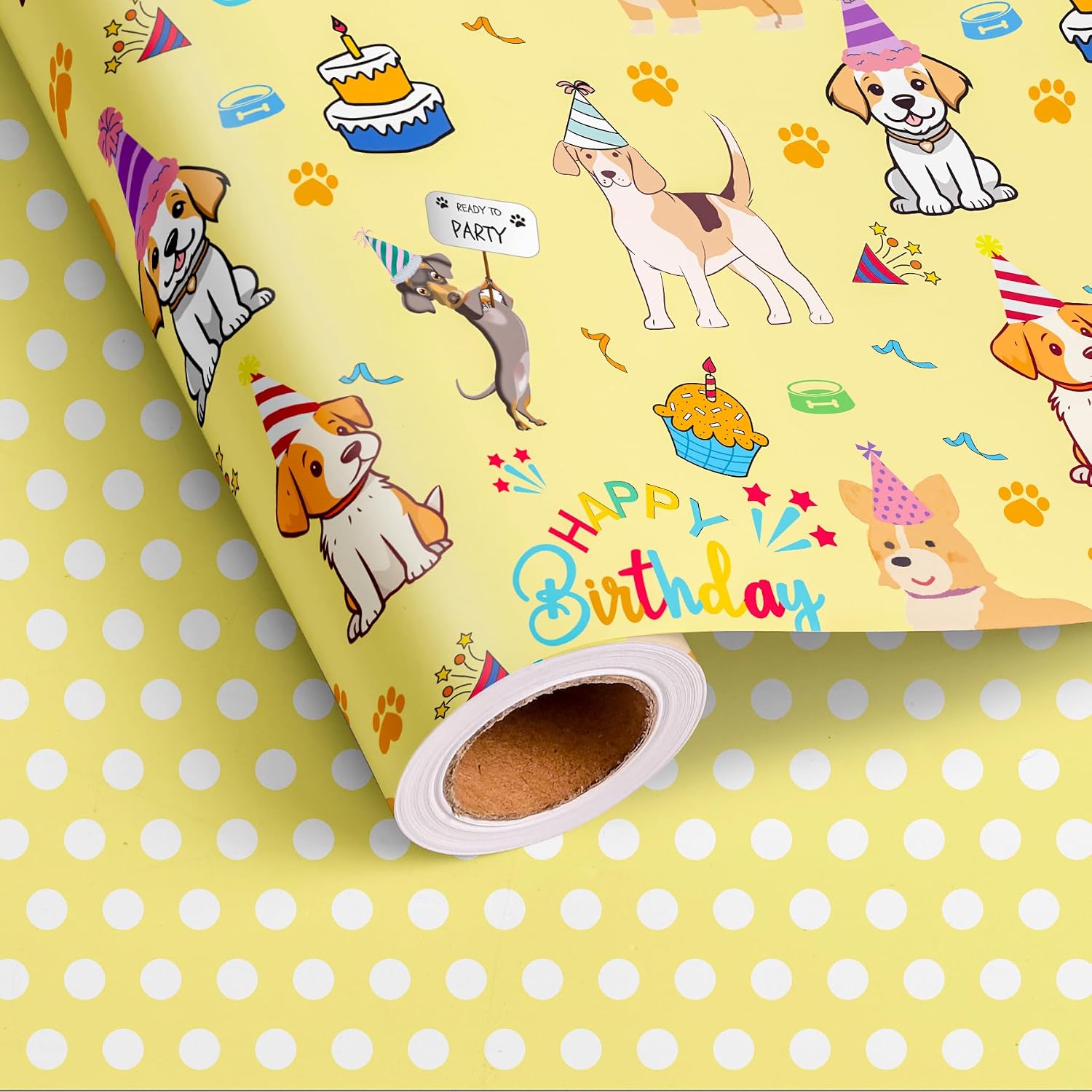 Vnaaem Reversible Baseball Wrapping Paper Roll for Boys Kids - Red and Blue Sports Birthday Gift Wrap & Blue Polka Dot Design for Kid's Birthday Baby Shower Holiday Baseball Party - 17 in x 20 ft(Total 28.5sq.ft)