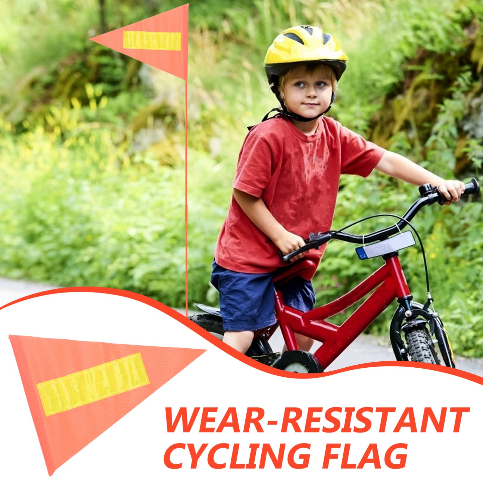 Lot De 5 Drapeaux De Vélo Pour Enfants – Bande Réfléchissante, Mât En Fibre De Verre, PVC, Fixation Arrière