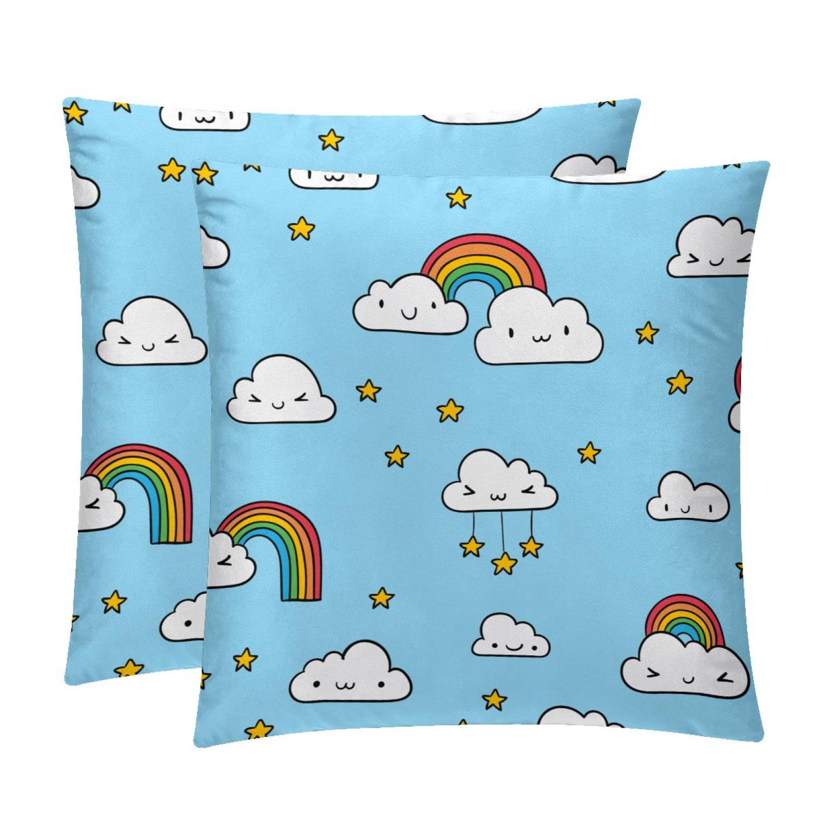 TDGKPZ Clouds Rainbows Throw Pillow Covers 2 Pack Pillowcases Soft Cozy Pillow Cases For Couch Bed Sofa 45x45cm