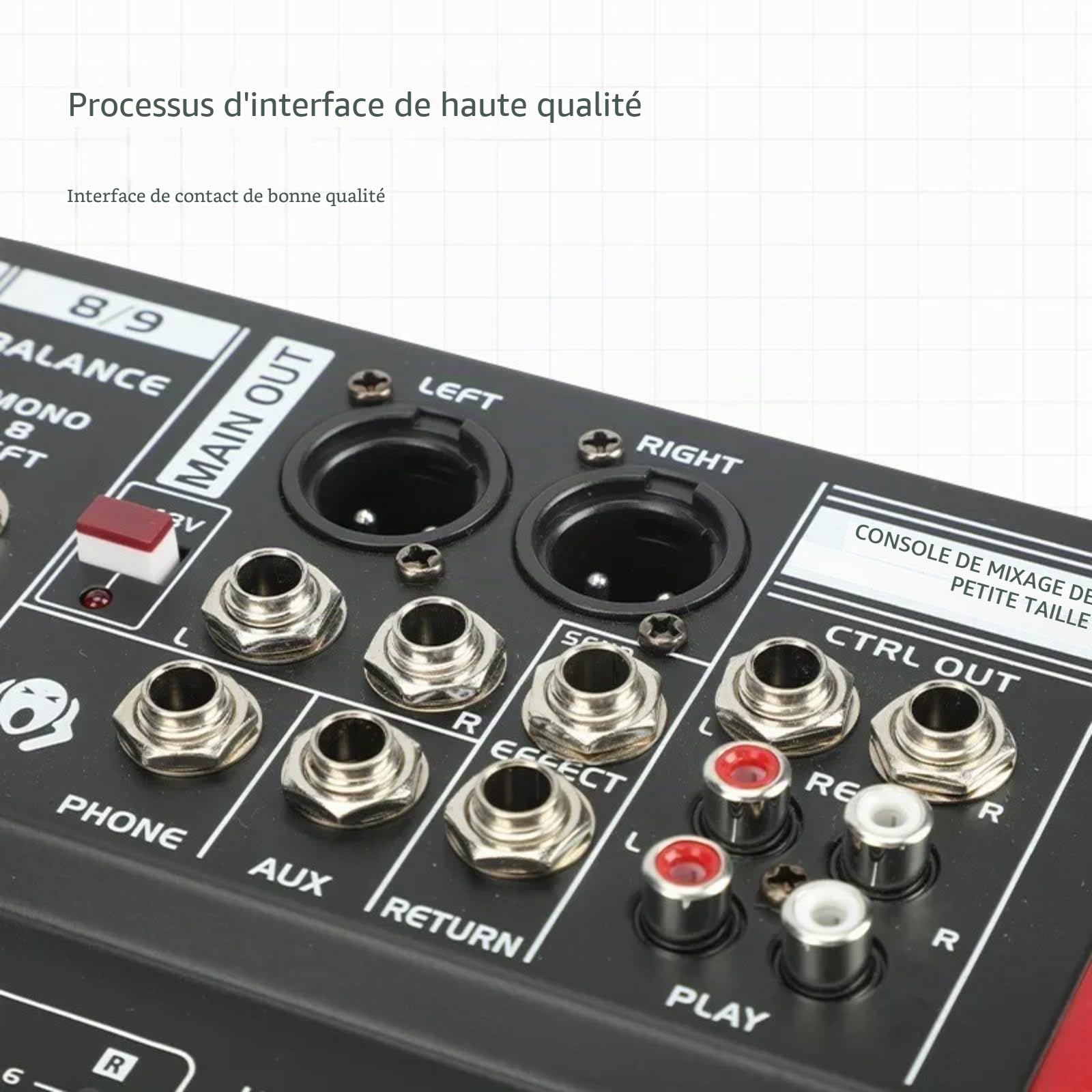 M6, console de mixage professionnelle, audio, DJ, console à barre de son avec USB/MP3/Bluetooth, scène, en direct, table de mixage intégrée, effet numérique, musique, mixeur, 7 canaux, + 48 V