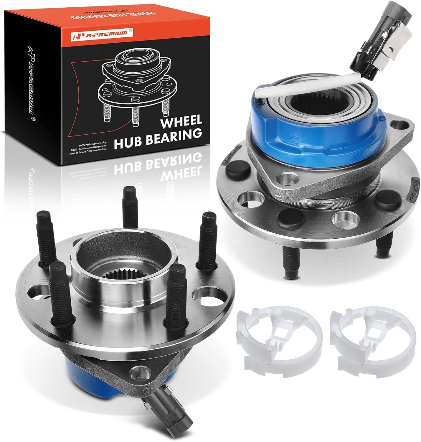 A-Premium 2 x Front Wheel Bearing and Hub Assembly with ABS & 5-Lug Compatible with Buick Century Lesabre Riviera & Cadillac Allante DeVille Eldorado Seville & Chevrolet Lumina APV