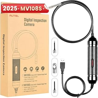 2025 Autel MaxiVideo MV108S Digital Inspection Camera, 2MP 1920x1080, IP67 Waterproof USB Endoscope, 8.5mm Borescope Snake Camera, 39.37'', LED Light, Work with Autel Scanner & P.C, Up of MV108 MV105S