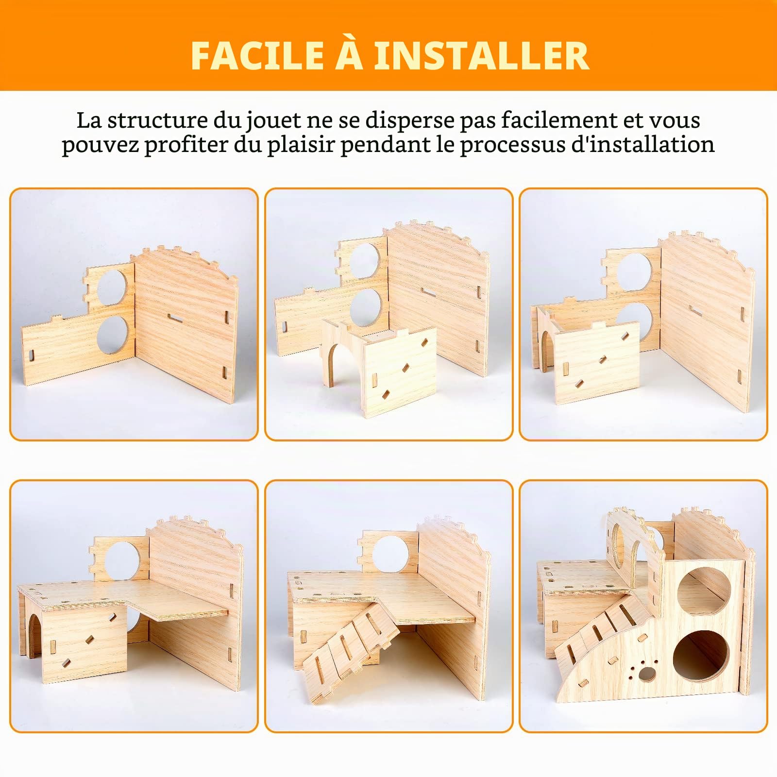 Maison Hamster,Maison en Bois pour Hamster,2 Etages Maisonnette pour Hamster,Hamster Maison d'angle,Jouet pour Hamster,Maison Cochon d'inde,Accessoire Hamster pour Hamster Nain Cochon Gerbille Rongeu