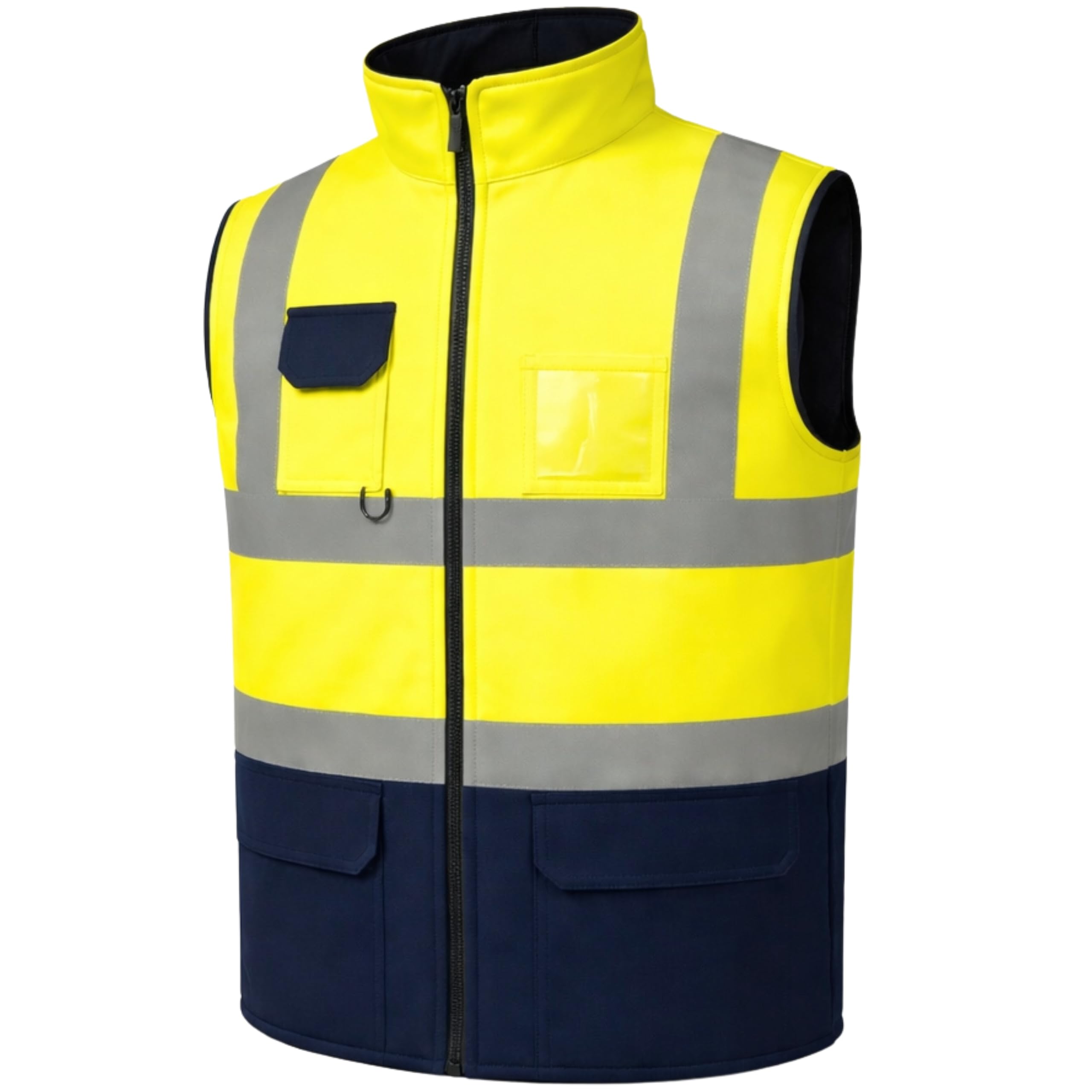 GM WORKWEAR Hi-Vis Reversible Waterproof Fleece Bodywarmer Gilet Waistcoat โ High Visibility Safety Vest โ Orange/Navy, Yellow/Navy, Orange/Yellow โ S to 4XL