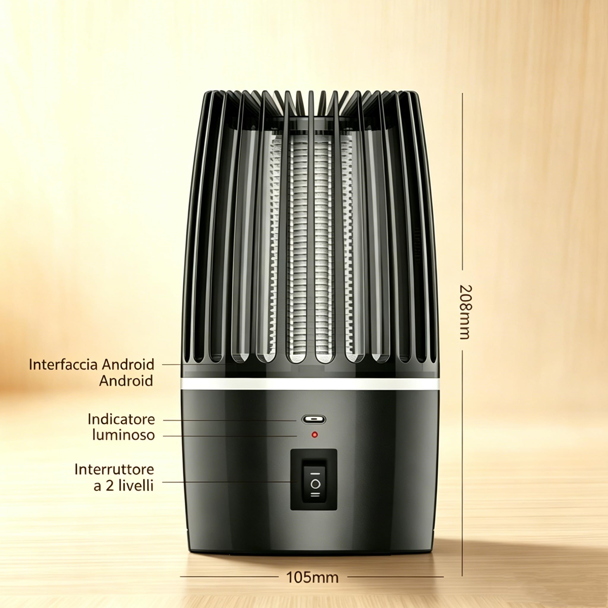 Zanzariera Elettrica 360° UV 365nm, Lampada Antizanzare Ricaricabile 4000mAh USB, Silenziosa <35dB con Luce Notte, Dispositivo Anti-Zanzare Senza Chimici per Interni Esterni