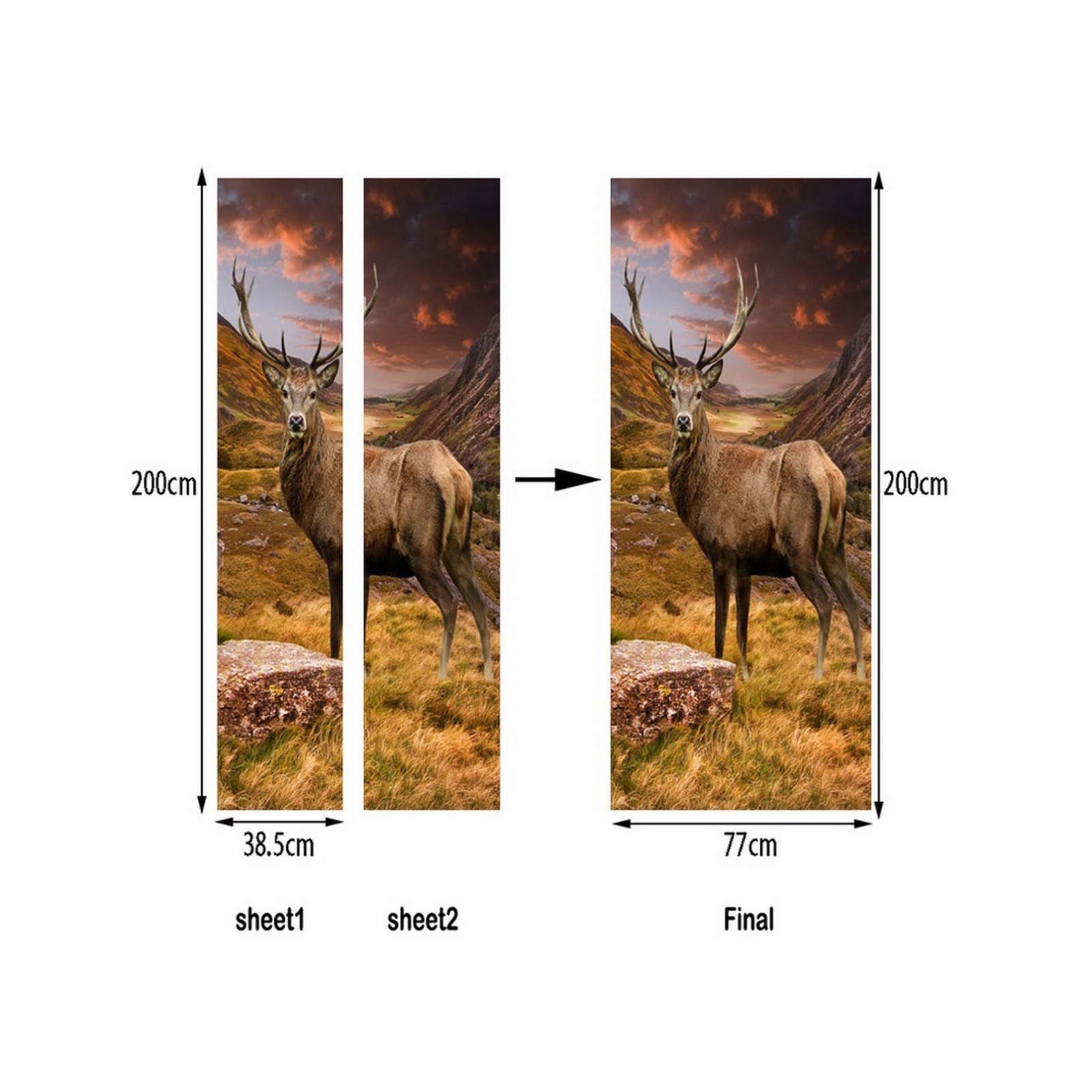 Autocollant Mural 3D Paysage Japonais - Dimensions 77x200 Cm, Vinyle PVC Amovible | Décoration Porte, Mur, Salle De Bain, Salon - 6